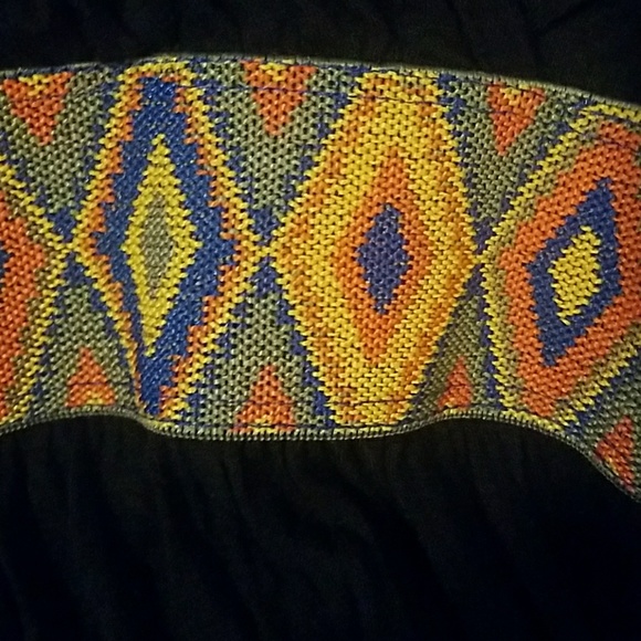 Black Tribal Print Empire Waist Maxi Dress - Picture 2 of 4